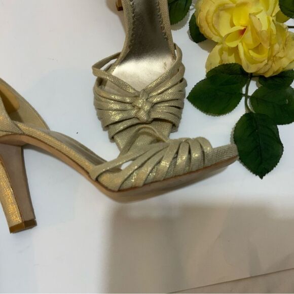 Giorgio Armani heels metallic gold strappy knot 37.5 B Italy - Picture 8 of 12